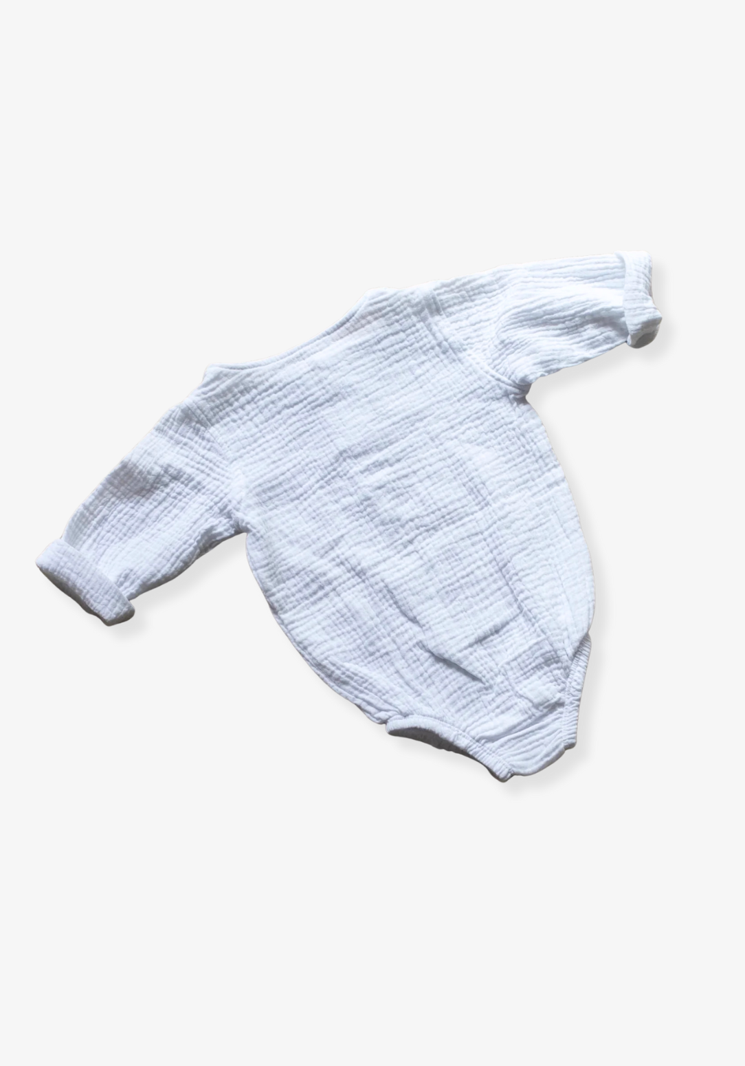 Long Sleeve Organic Cotton Baby Romper - White