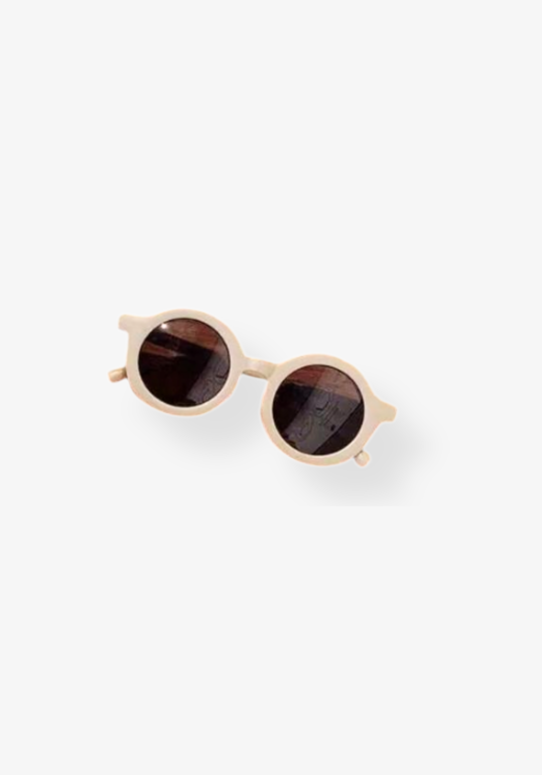 Vanilla cream toddler sunglasses with smooth round lenses and soft off-white frame.