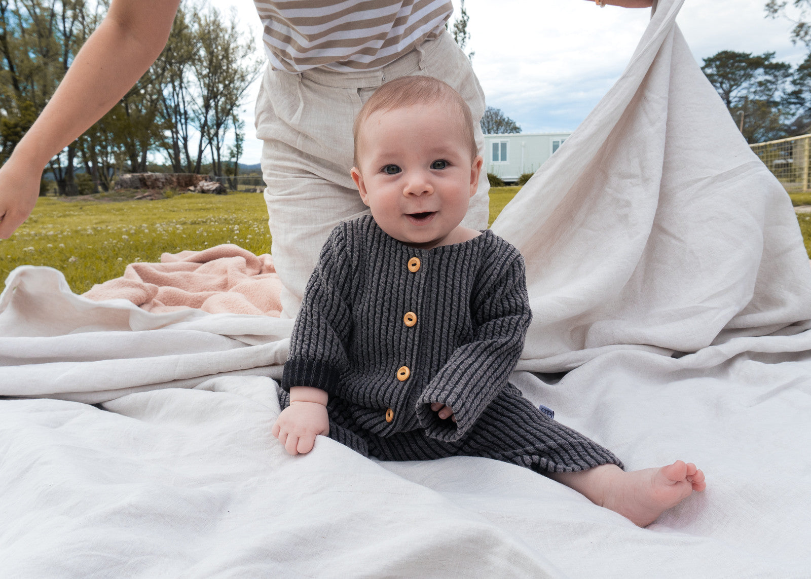 Long Oversized Baby Onesie - Charcoal