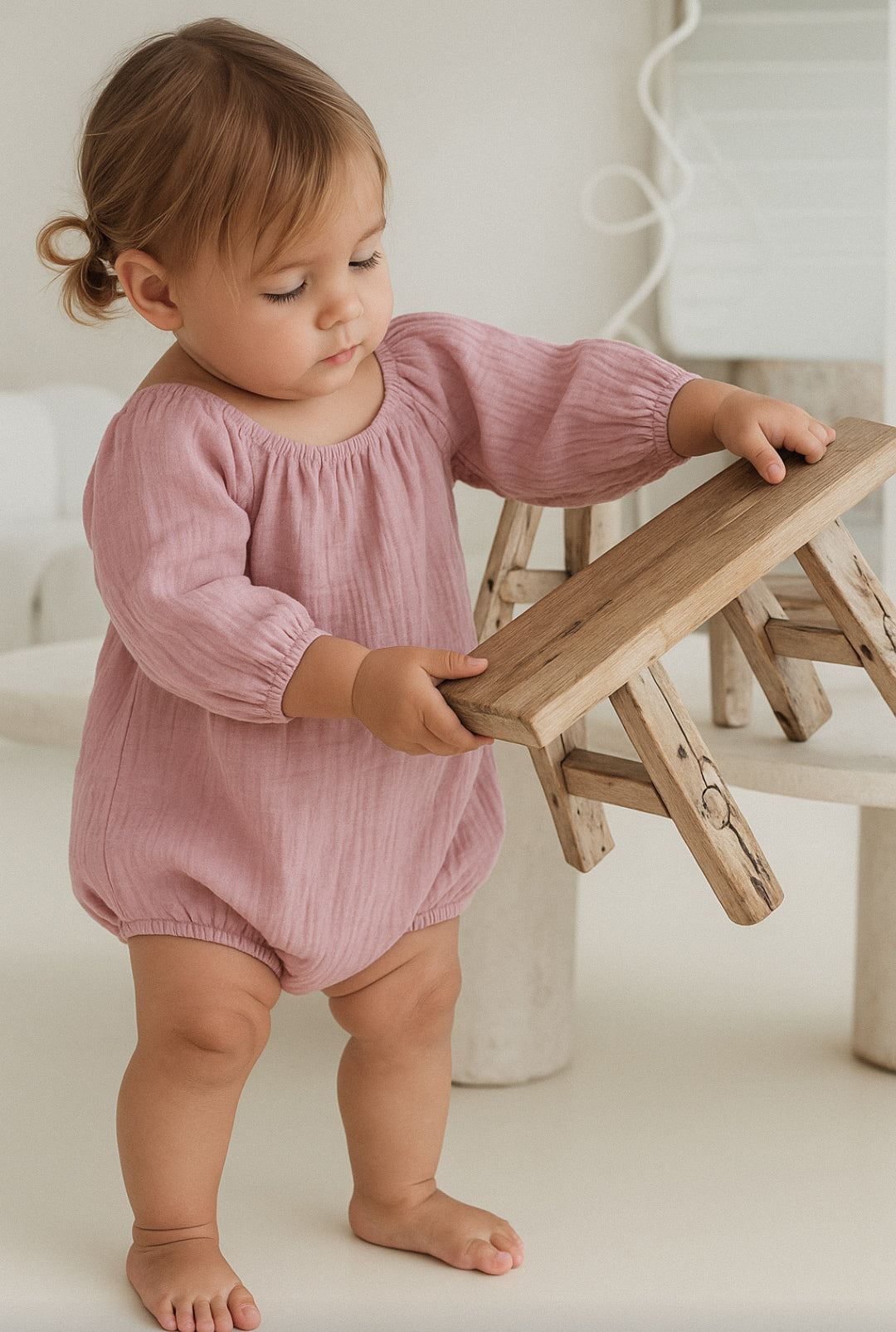 Bubble romper pink toddler cotton