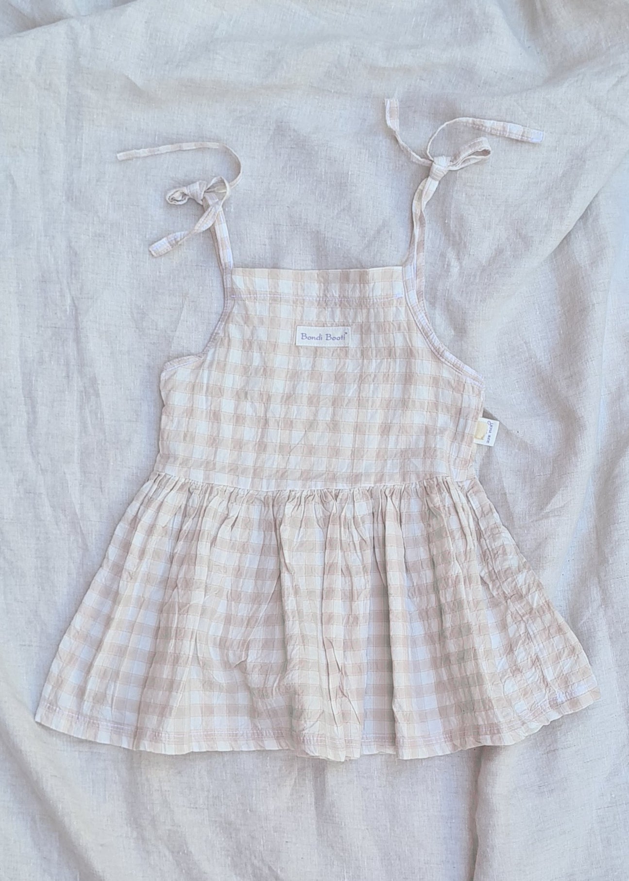 Beige linen dress baby toddler girl