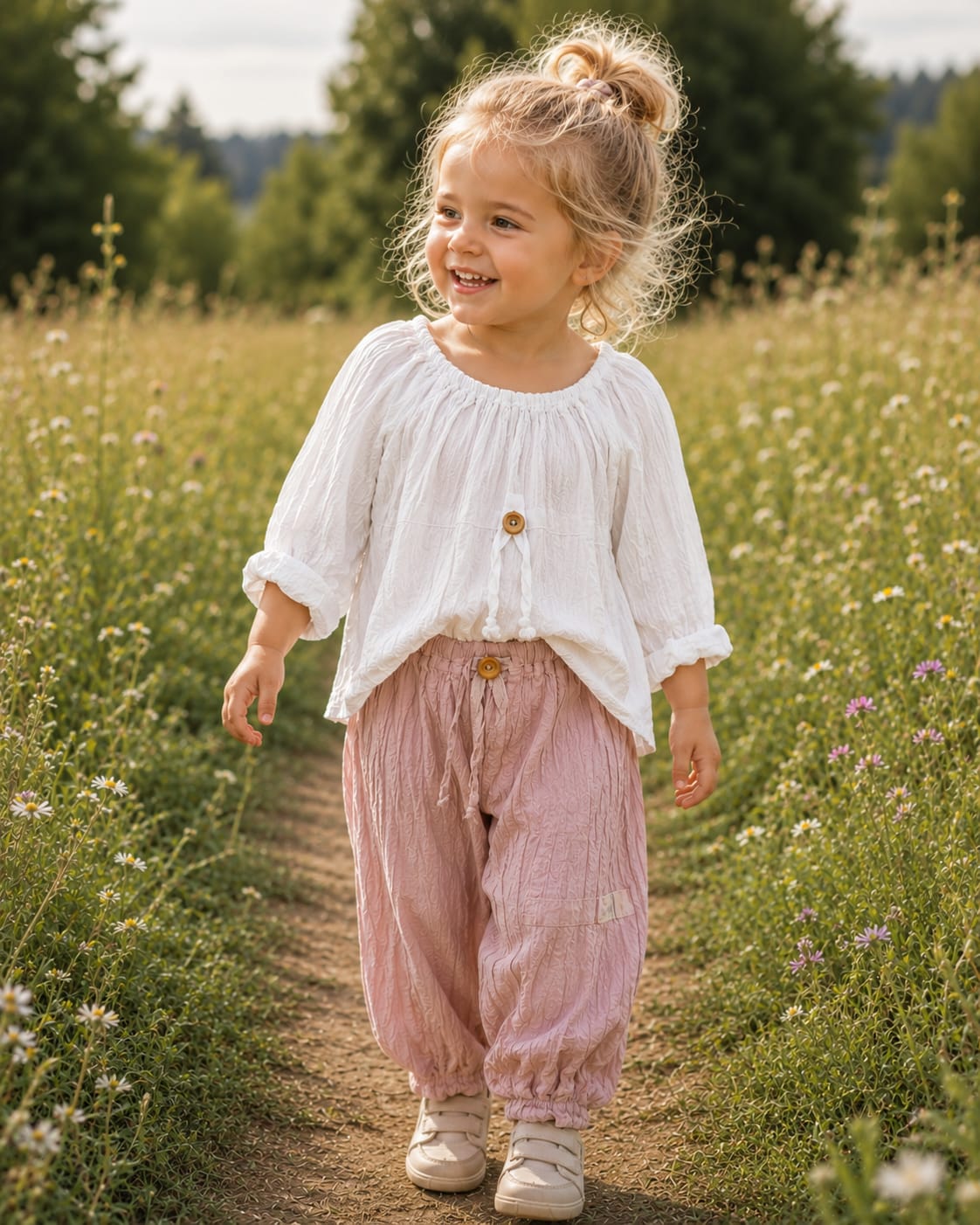 Cloud Set - White Top Blush Pants