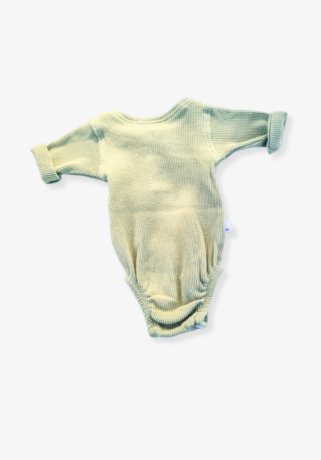 waffle knit long sleeve baby bodysuit with soft organic cotton texture and convenient snap buttons
